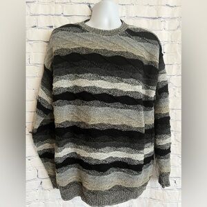 Protege Collection Textured Coogi Style Striped Sweater Mens XL